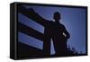 Silhouette of Boy Leaning Against Fence-William P. Gottlieb-Framed Stretched Canvas