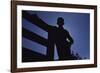 Silhouette of Boy Leaning Against Fence-William P. Gottlieb-Framed Photographic Print