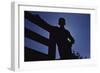 Silhouette of Boy Leaning Against Fence-William P. Gottlieb-Framed Photographic Print