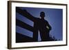 Silhouette of Boy Leaning Against Fence-William P. Gottlieb-Framed Photographic Print