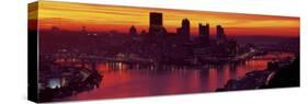 Silhouette of Buildings at Dawn, Three Rivers Stadium, Pittsburgh, Allegheny County-null-Stretched Canvas