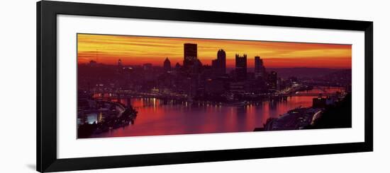 Silhouette of Buildings at Dawn, Three Rivers Stadium, Pittsburgh, Allegheny County-null-Framed Photographic Print