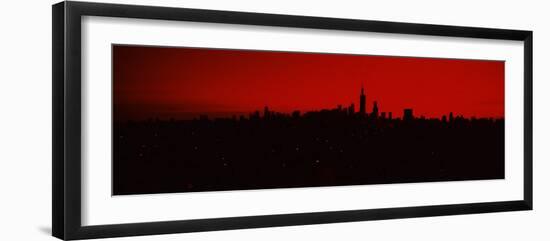 Silhouette of Buildings at Sunrise, Chicago, Illinois, USA-null-Framed Photographic Print