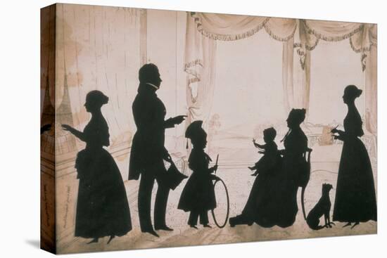 Silhouette of Camsie Family of O'Harrabrook, Ballymoney, Co. Antrim, 1838, cut by Augustin Edouart-null-Stretched Canvas