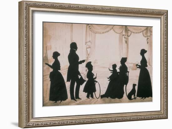 Silhouette of Camsie Family of O'Harrabrook, Ballymoney, Co. Antrim, 1838, cut by Augustin Edouart-null-Framed Giclee Print