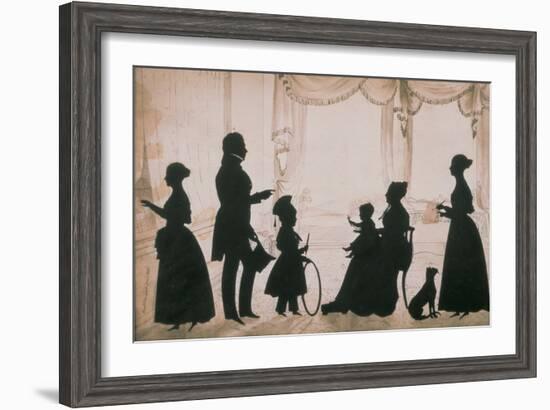 Silhouette of Camsie Family of O'Harrabrook, Ballymoney, Co. Antrim, 1838, cut by Augustin Edouart-null-Framed Giclee Print