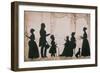 Silhouette of Camsie Family of O'Harrabrook, Ballymoney, Co. Antrim, 1838, cut by Augustin Edouart-null-Framed Giclee Print