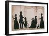 Silhouette of Camsie Family of O'Harrabrook, Ballymoney, Co. Antrim, 1838, cut by Augustin Edouart-null-Framed Giclee Print
