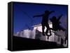 Silhouette of Children Bouncing on a Trampoline-Bill Eppridge-Framed Stretched Canvas