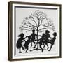 Silhouette Of Children Dancing Around a Tree-Arthur Rackham-Framed Giclee Print