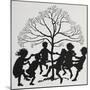 Silhouette Of Children Dancing Around a Tree-Arthur Rackham-Mounted Giclee Print