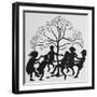 Silhouette Of Children Dancing Around a Tree-Arthur Rackham-Framed Giclee Print