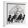 Silhouette Of Children Dancing Around a Tree-Arthur Rackham-Framed Giclee Print