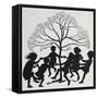 Silhouette Of Children Dancing Around a Tree-Arthur Rackham-Framed Stretched Canvas