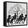 Silhouette Of Children Dancing Around a Tree-Arthur Rackham-Framed Stretched Canvas