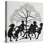 Silhouette Of Children Dancing Around a Tree-Arthur Rackham-Stretched Canvas
