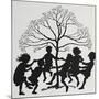 Silhouette Of Children Dancing Around a Tree-Arthur Rackham-Mounted Giclee Print