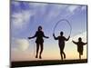 Silhouette of Children Jumping Rope Outdoors-Mitch Diamond-Mounted Photographic Print