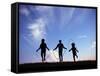 Silhouette of Children Playing Outdoors-Mitch Diamond-Framed Stretched Canvas