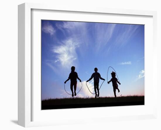 Silhouette of Children Playing Outdoors-Mitch Diamond-Framed Photographic Print