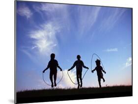 Silhouette of Children Playing Outdoors-Mitch Diamond-Mounted Photographic Print