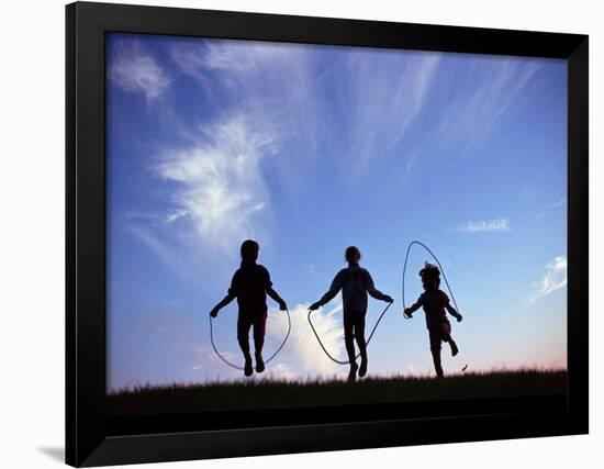 Silhouette of Children Playing Outdoors-Mitch Diamond-Framed Photographic Print