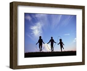 Silhouette of Children Playing Outdoors-Mitch Diamond-Framed Photographic Print