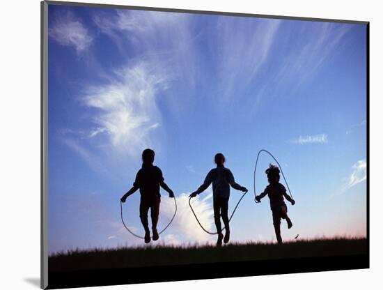 Silhouette of Children Playing Outdoors-Mitch Diamond-Mounted Photographic Print