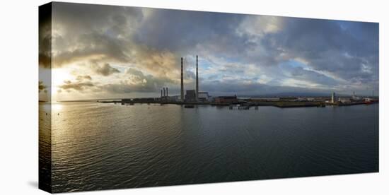 Silhouette of Chimneys of the Poolbeg Generating Station at Dawn, River Liffey, Dublin Bay-null-Stretched Canvas