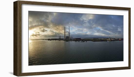 Silhouette of Chimneys of the Poolbeg Generating Station at Dawn, River Liffey, Dublin Bay-null-Framed Photographic Print