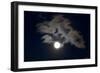 Silhouette of Clouds at Night Backlit by New, Full Moon-null-Framed Photographic Print