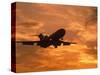 Silhouette of Commercial Airplane at Sunset-Mitch Diamond-Stretched Canvas