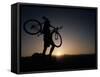 Silhouette of Cyclistist at Sunrise, Boulder, Colorado, USA-null-Framed Stretched Canvas