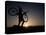 Silhouette of Cyclistist at Sunrise, Boulder, Colorado, USA-null-Stretched Canvas