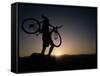 Silhouette of Cyclistist at Sunrise, Boulder, Colorado, USA-null-Framed Stretched Canvas