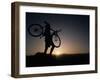 Silhouette of Cyclistist at Sunrise, Boulder, Colorado, USA-null-Framed Premium Photographic Print