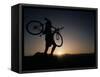 Silhouette of Cyclistist at Sunrise, Boulder, Colorado, USA-null-Framed Stretched Canvas