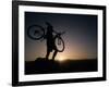 Silhouette of Cyclistist at Sunrise, Boulder, Colorado, USA-null-Framed Photographic Print