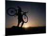 Silhouette of Cyclistist at Sunrise, Boulder, Colorado, USA-null-Mounted Photographic Print