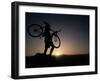 Silhouette of Cyclistist at Sunrise, Boulder, Colorado, USA-null-Framed Photographic Print