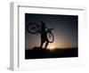 Silhouette of Cyclistist at Sunrise, Boulder, Colorado, USA-null-Framed Photographic Print