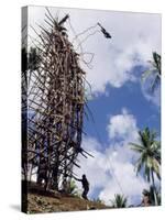 Silhouette of Diver, Land Diving, Pentecost Island, Vanuatu, Pacific Islands, Pacific-Upperhall Ltd-Stretched Canvas