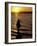 Silhouette of Fisherman at Lincoln Park, Seattle, Washington, USA-William Sutton-Framed Photographic Print