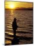 Silhouette of Fisherman at Lincoln Park, Seattle, Washington, USA-William Sutton-Mounted Photographic Print