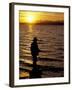 Silhouette of Fisherman at Lincoln Park, Seattle, Washington, USA-William Sutton-Framed Photographic Print