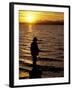 Silhouette of Fisherman at Lincoln Park, Seattle, Washington, USA-William Sutton-Framed Photographic Print