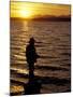 Silhouette of Fisherman at Lincoln Park, Seattle, Washington, USA-William Sutton-Mounted Photographic Print