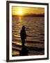 Silhouette of Fisherman at Lincoln Park, Seattle, Washington, USA-William Sutton-Framed Photographic Print