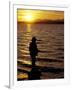 Silhouette of Fisherman at Lincoln Park, Seattle, Washington, USA-William Sutton-Framed Photographic Print