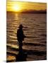 Silhouette of Fisherman at Lincoln Park, Seattle, Washington, USA-William Sutton-Mounted Photographic Print